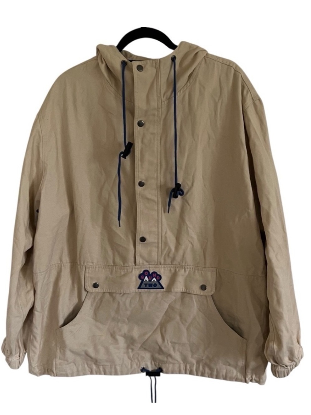 Round Two Beige Avalanche Parka Anorak Pullover Jacket Large